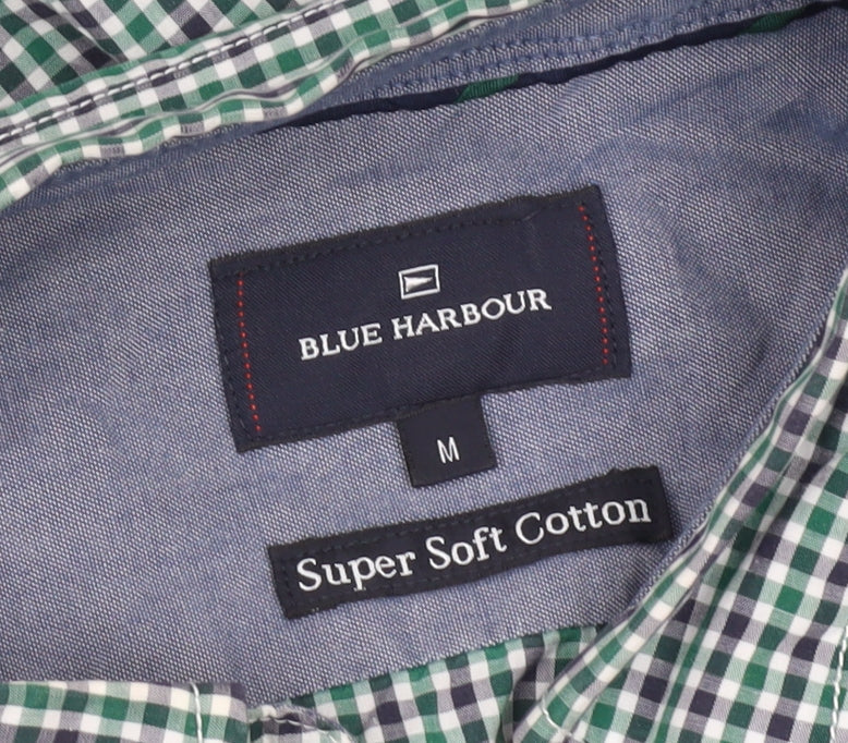 Marks and Spencer Blue Harbour Men's Green Check Cotton Shirt M