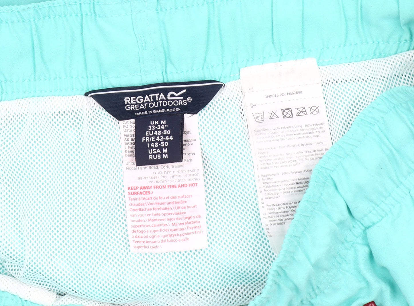 Regatta Mens Green Polyester Casual Swim Shorts Size M