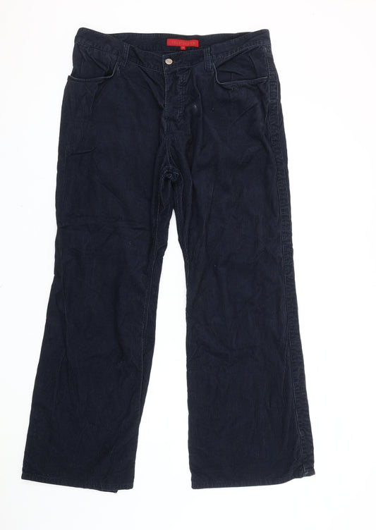French Connection Men’s Blue Corduroy Trousers Size 36 Straight Leg