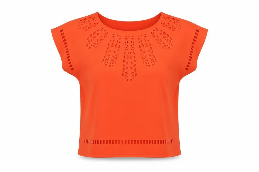 Womens UK Size 12 Klass Orange Polyester Blend Blouse