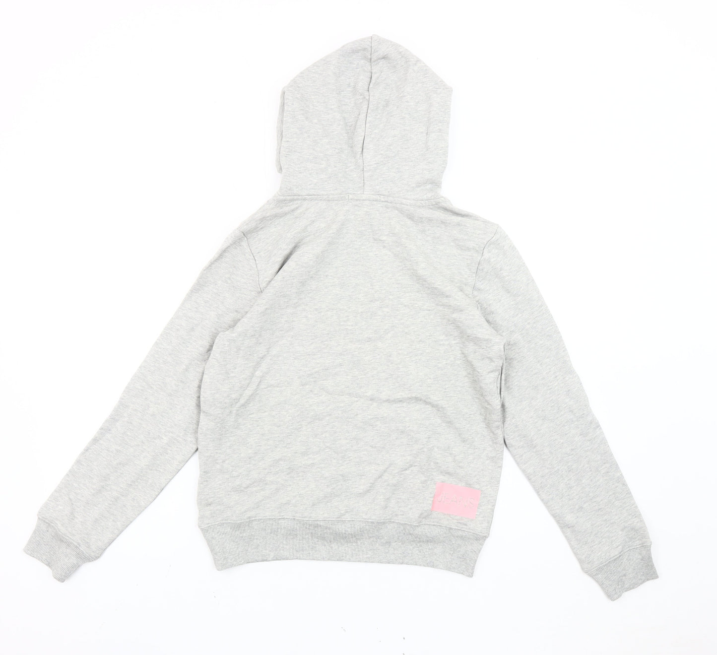 Calvin Klein Womens Grey Hoodie Size 12 Pullover Logo Hoodie Cotton