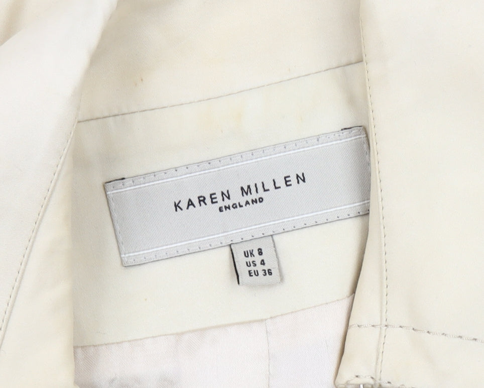 Karen Millen Women’s Ivory Trench Coat UK 8 Long Sleeve Classic