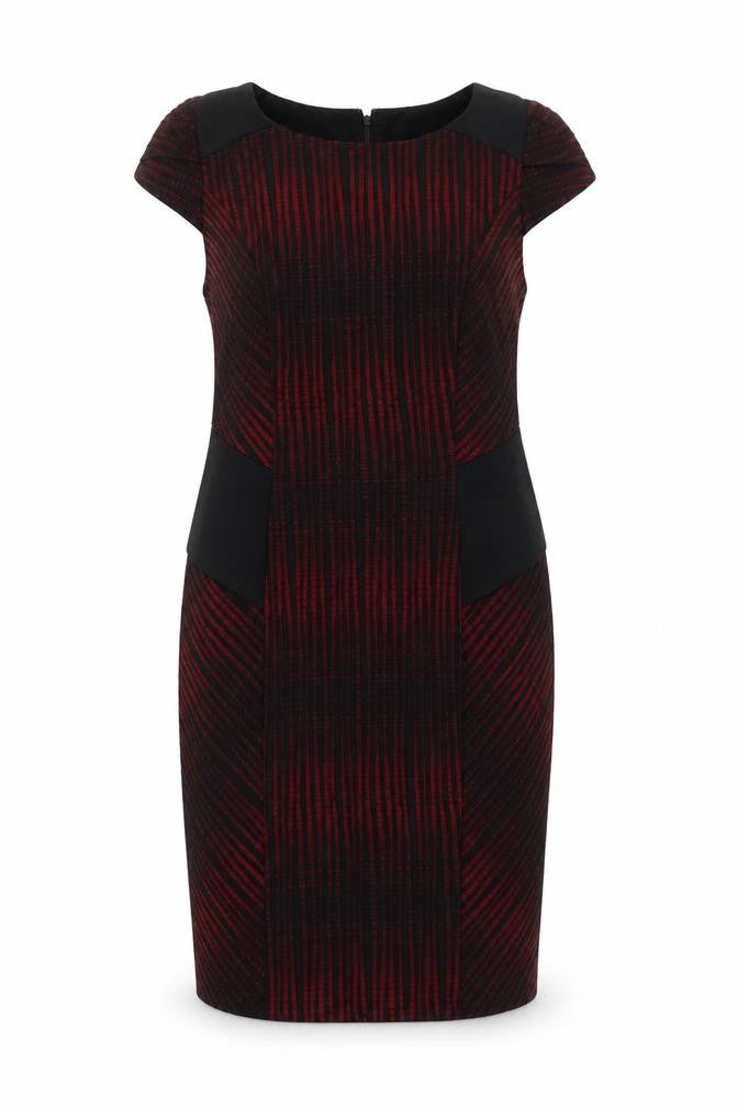 Marks and Spencer Women Red Black Striped Sheath Dress Size 16