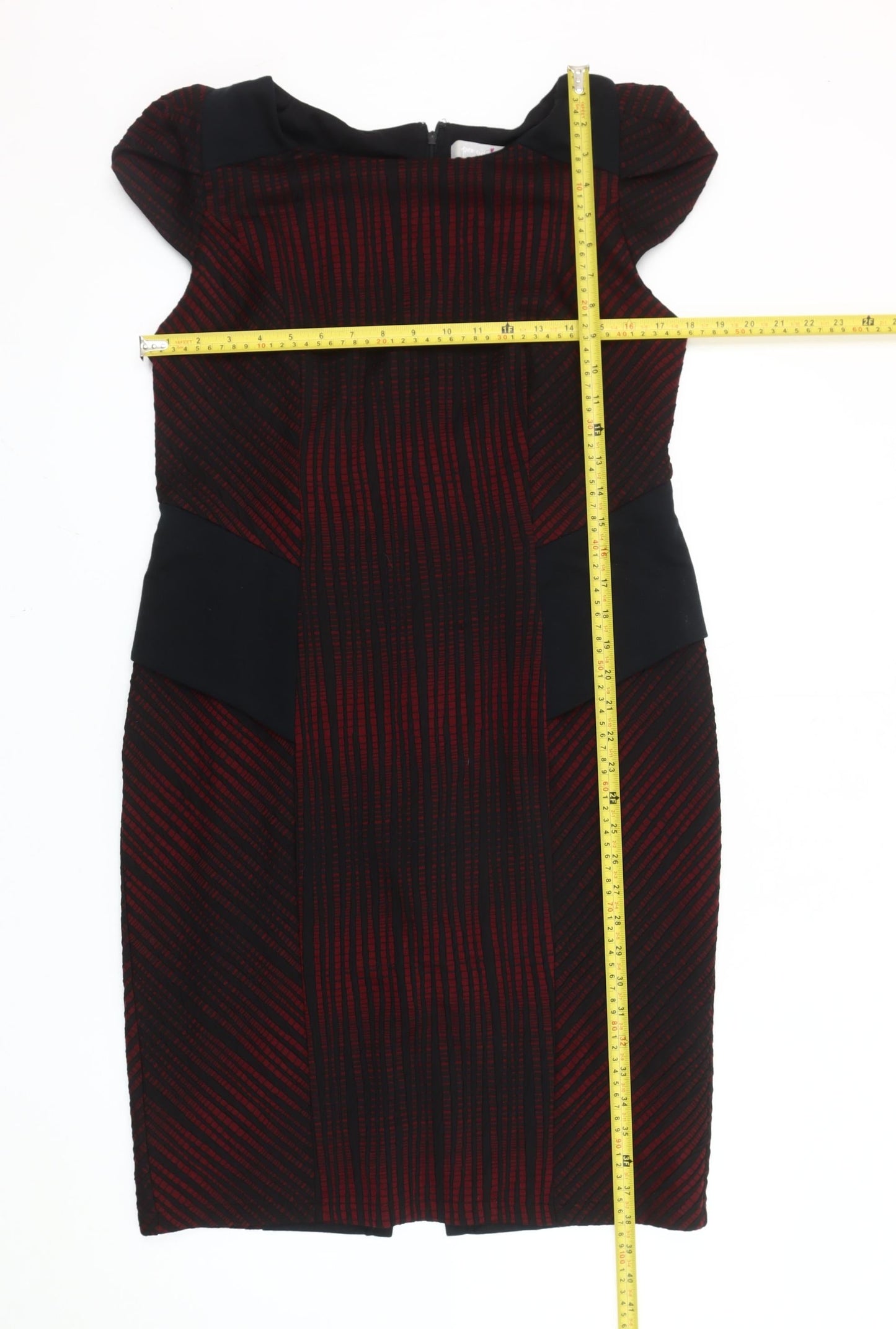 Marks and Spencer Women Red Black Striped Sheath Dress Size 16