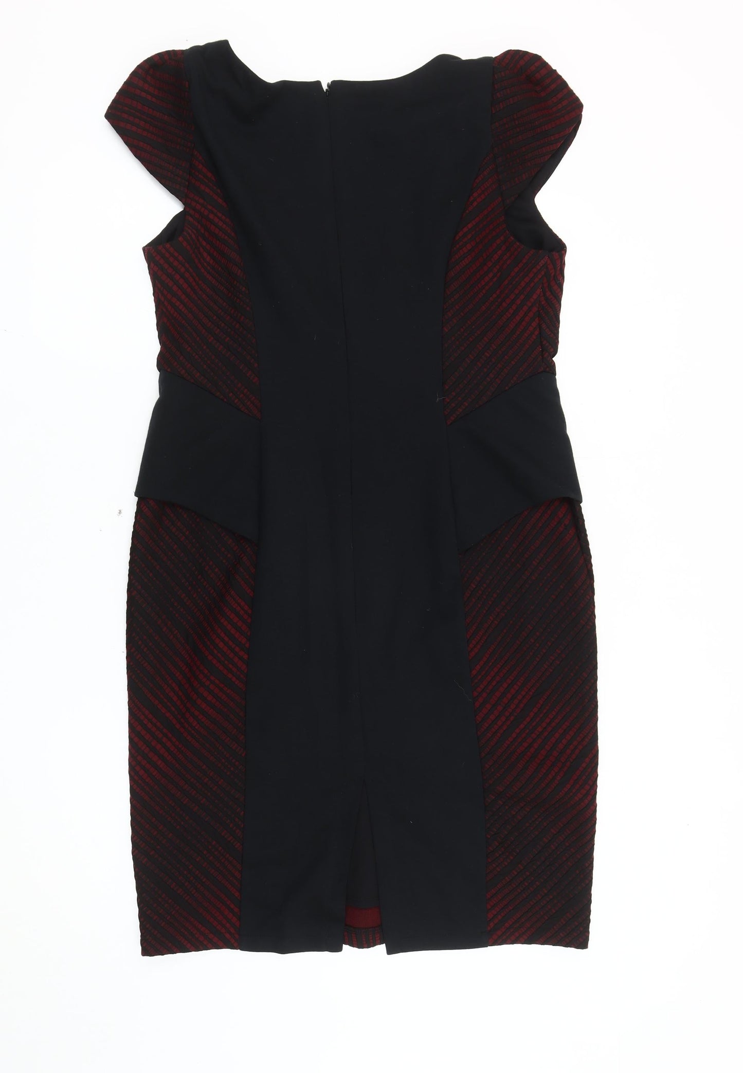 Marks and Spencer Women Red Black Striped Sheath Dress Size 16