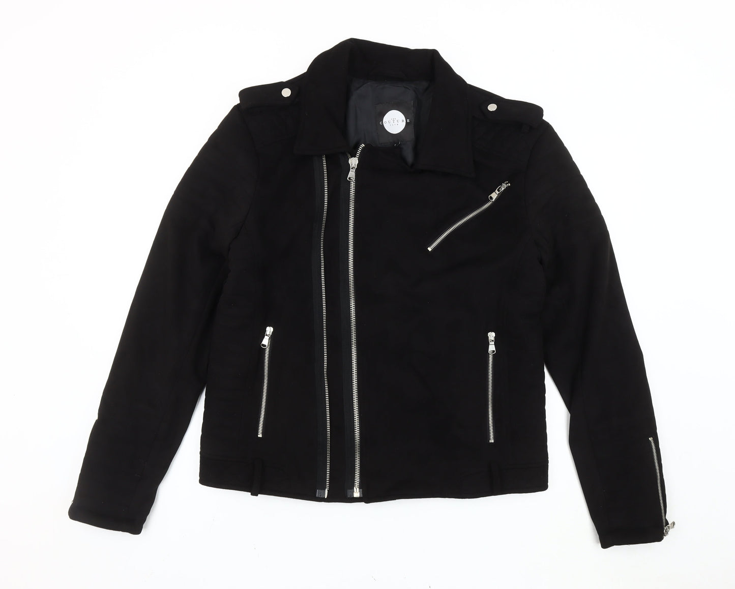 The Couture Club Womens Black Biker Jacket Size L Regular Fit