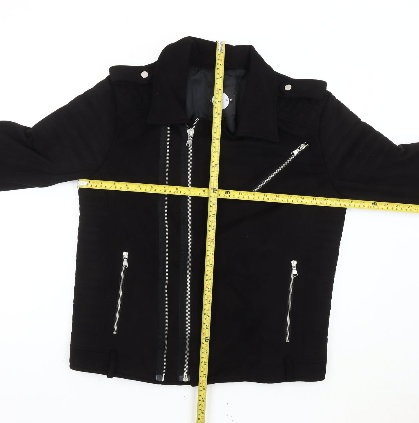 The Couture Club Womens Black Biker Jacket Size L Regular Fit