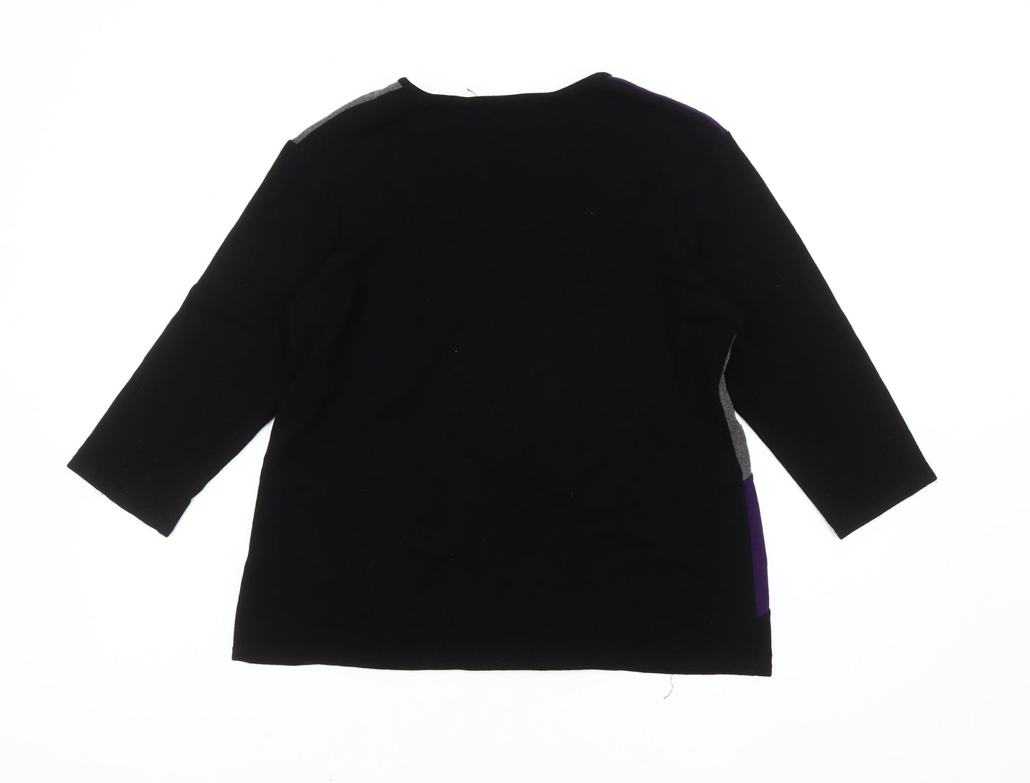 Just Elegance Womens Black Grey Purple Jumper Size 18 V-Neck Pullover