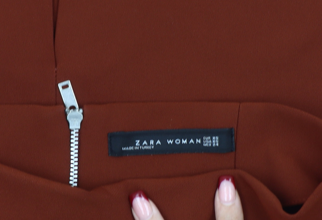 Zara Women Brown Size 10 Pencil Skirt Knee Length Workwear