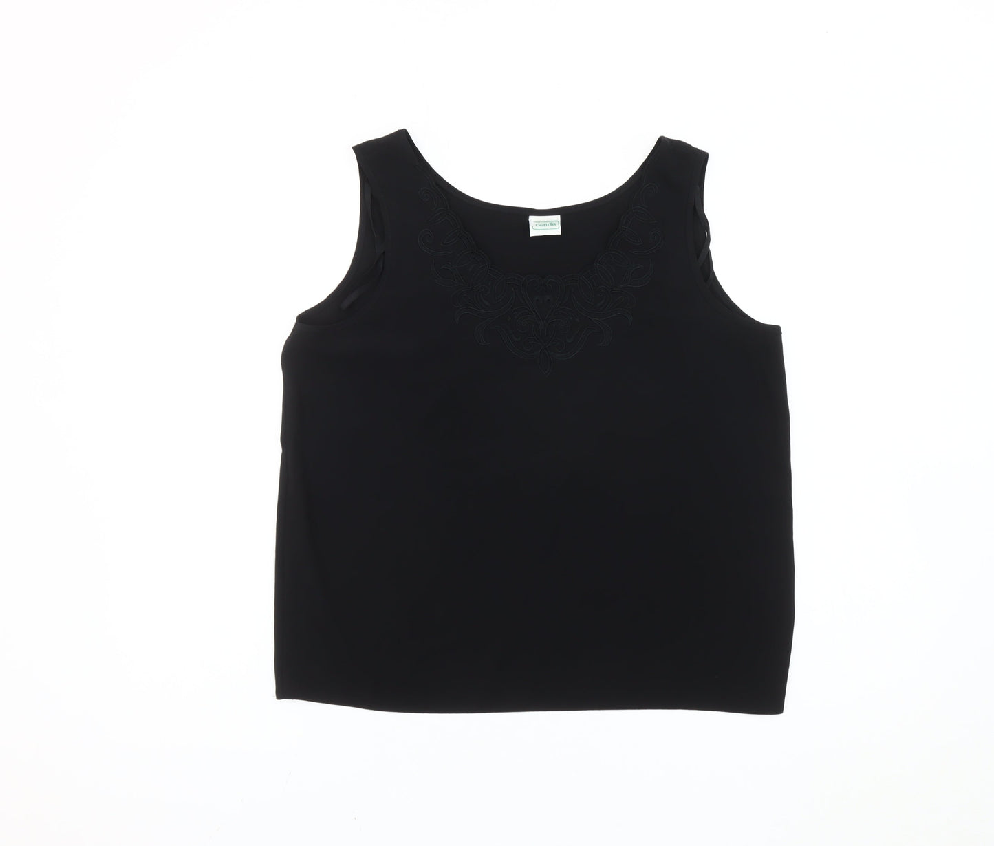 C&A Women Black Tank Top Size 14 Scoop Neck Sleeveless