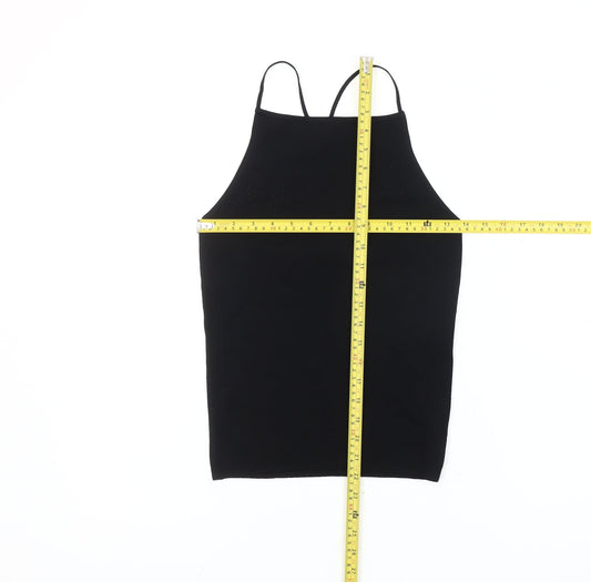 DKNY Womens Black Knit High Neck Spaghetti Strap Tank Top XS