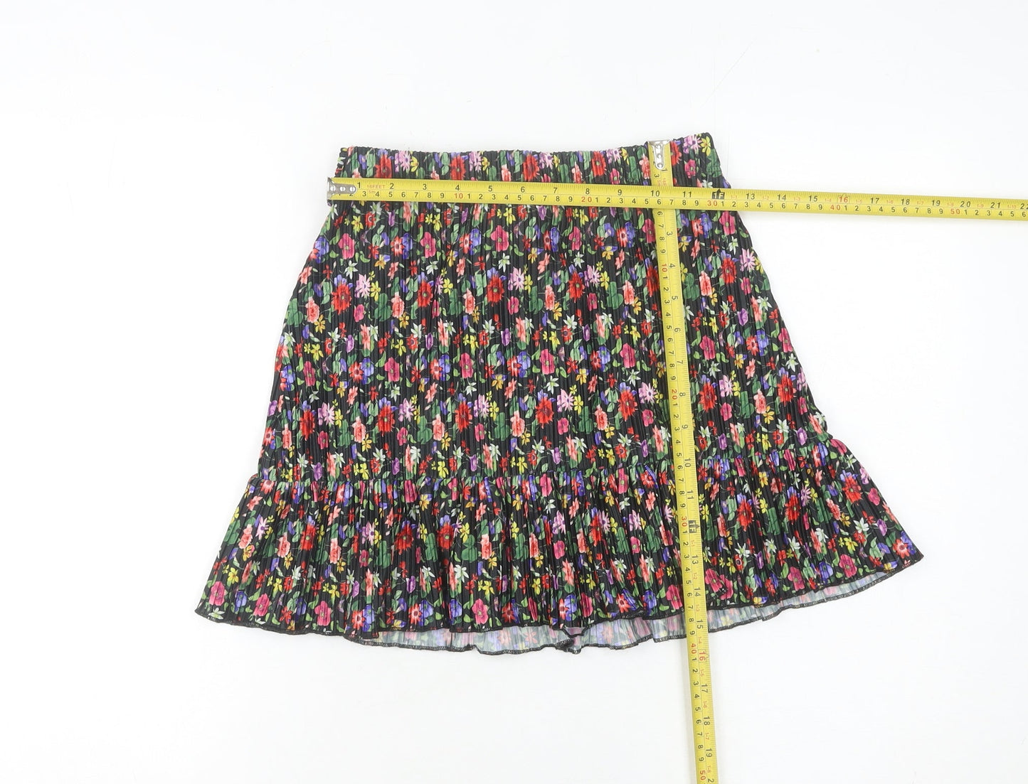 Topshop Women’s Petite Multicoloured Floral Pleated Skirt Size 6