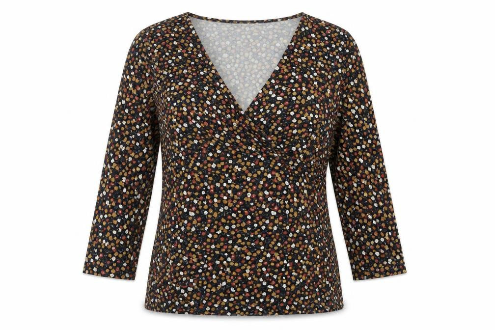 Mamalicious Women’s Multicoloured Floral Wrap Blouse M 3/4 Sleeve V-Neck