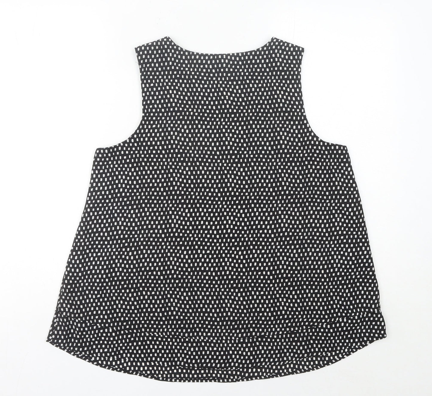 Marks and Spencer Women Black Geometric Tank Top Size 20 Polyester V-Neck