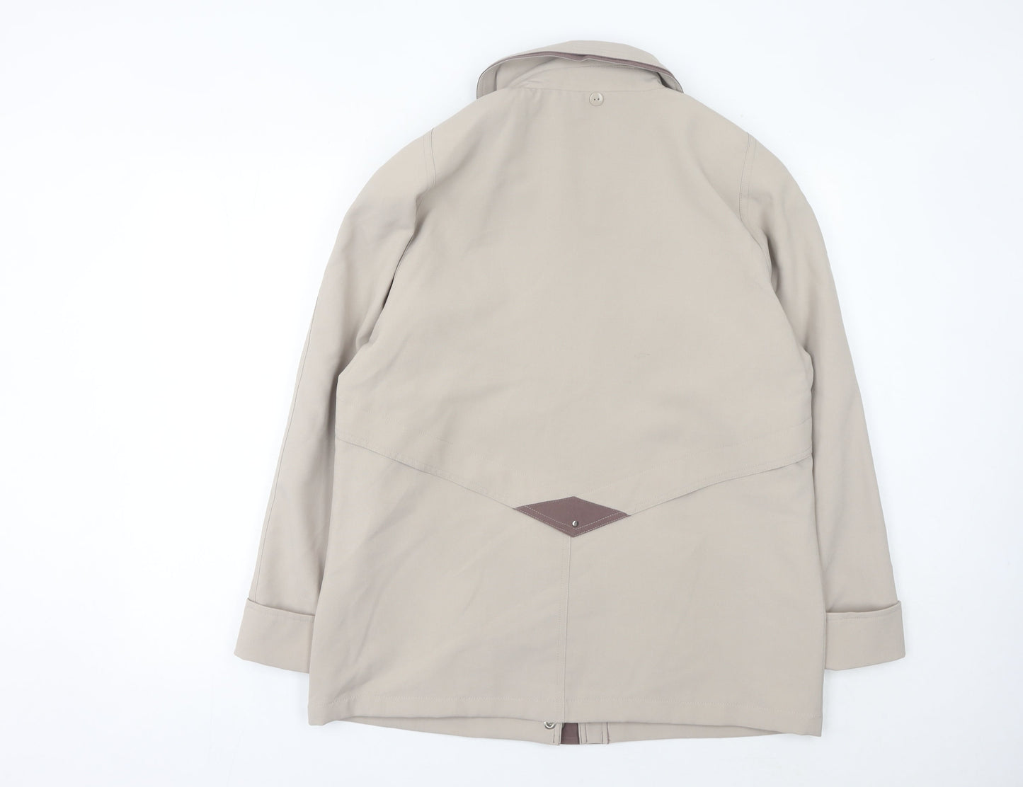 Finesse Womens Beige Rain Coat Size 14 Mid-Length Polyester Jacket