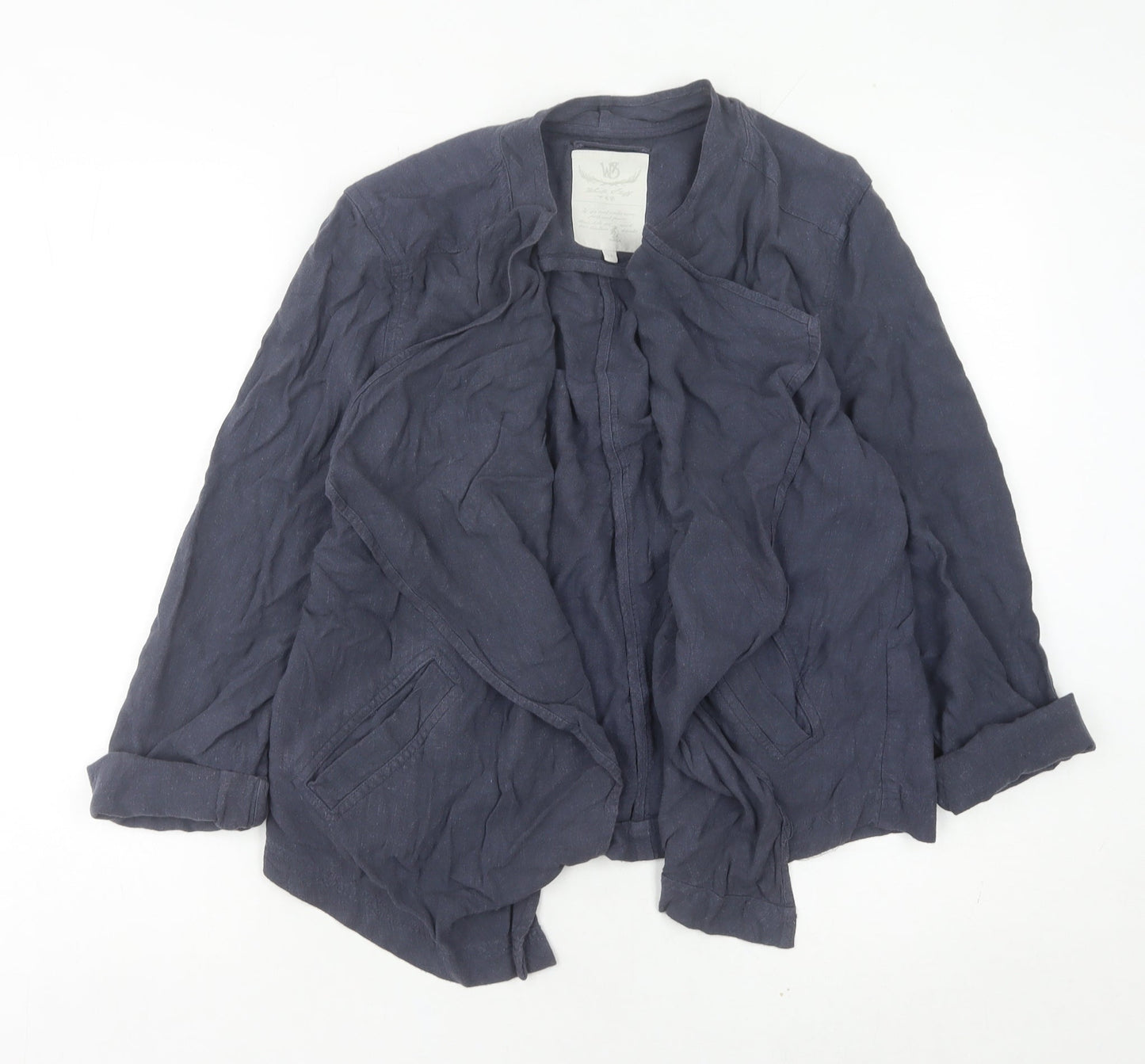 White Stuff Women’s Blue Linen Blend Open Jacket Size 14