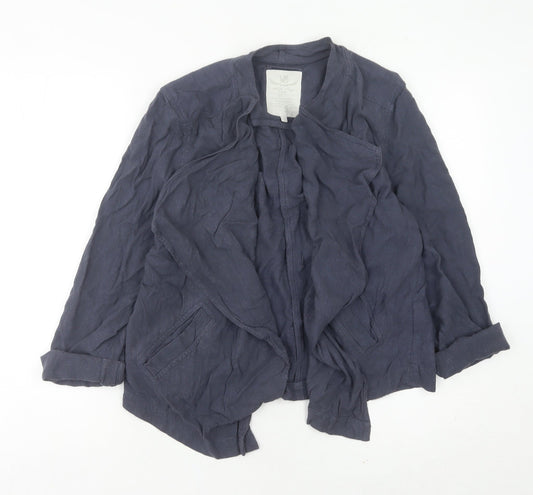White Stuff Women’s Blue Linen Blend Open Jacket Size 14