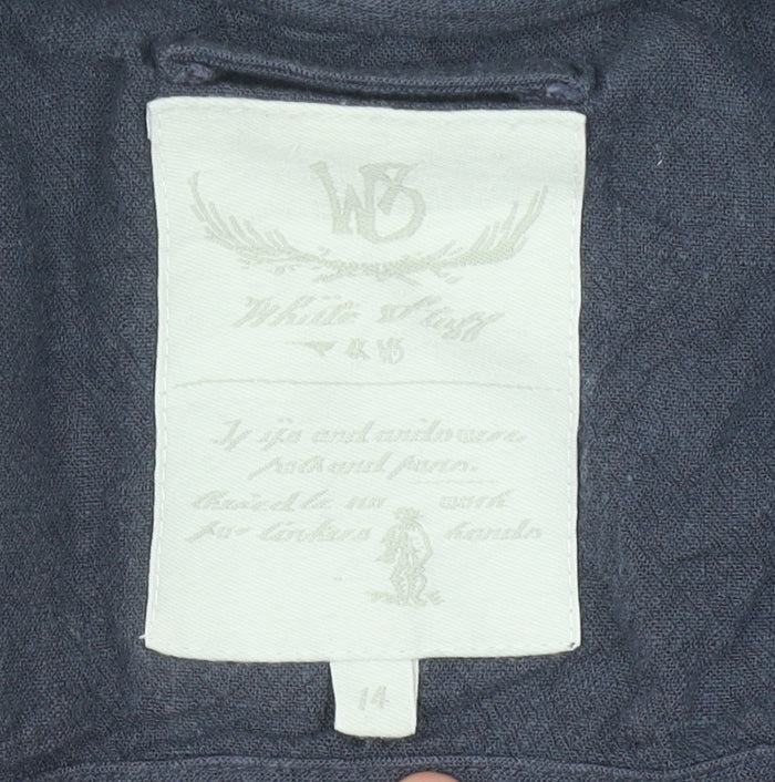White Stuff Women’s Blue Linen Blend Open Jacket Size 14
