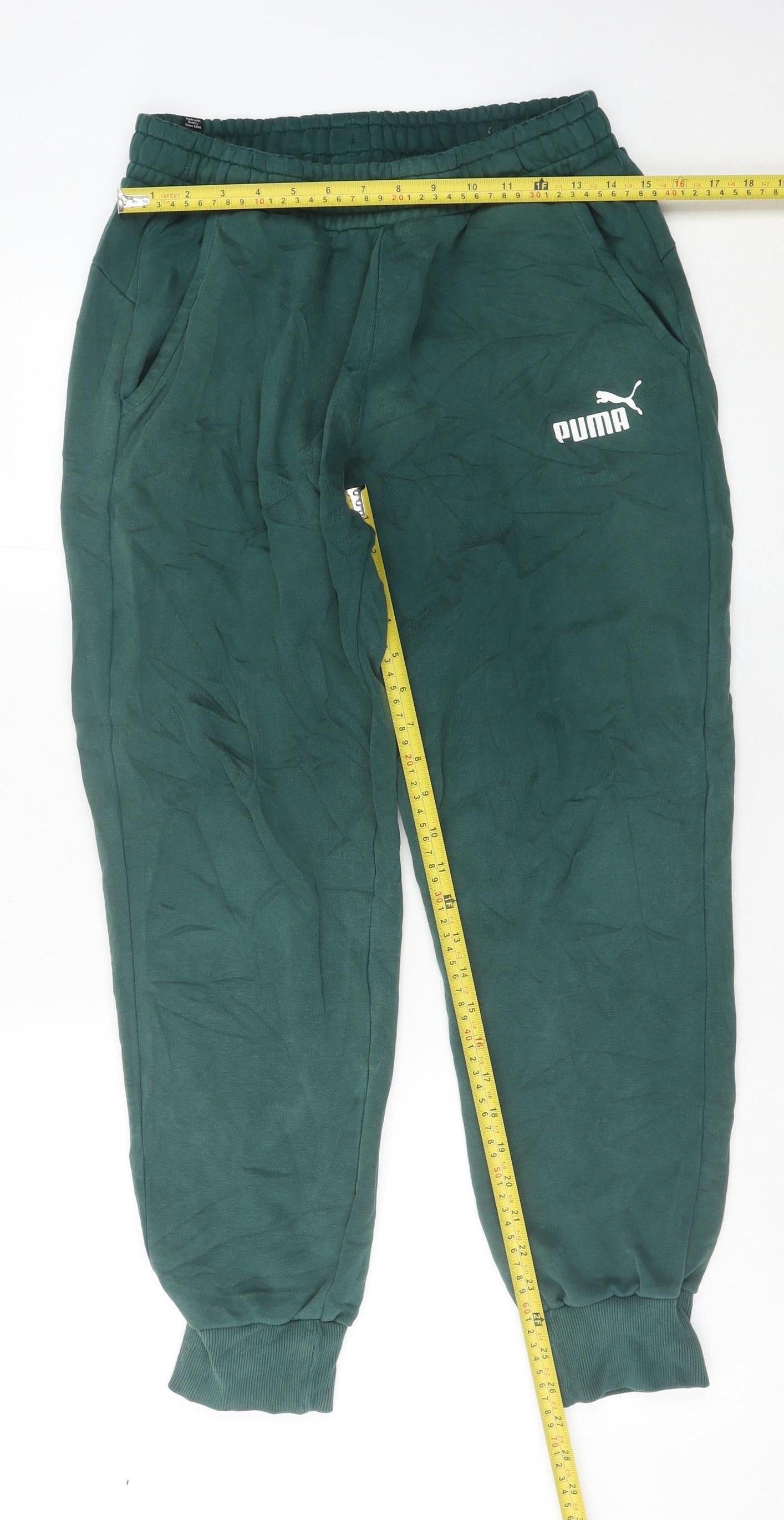 Puma Men’s Green Sweatpants Joggers Size M Elastic Waist Tapered