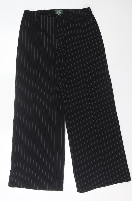 Hobbs Women’s Black Pinstripe Wide-Leg Trousers Size 12