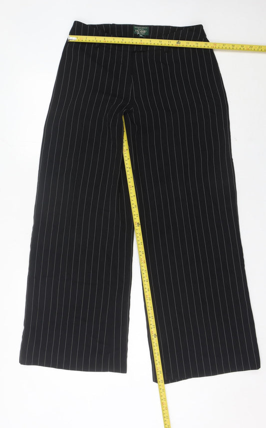 Hobbs Women’s Black Pinstripe Wide-Leg Trousers Size 12