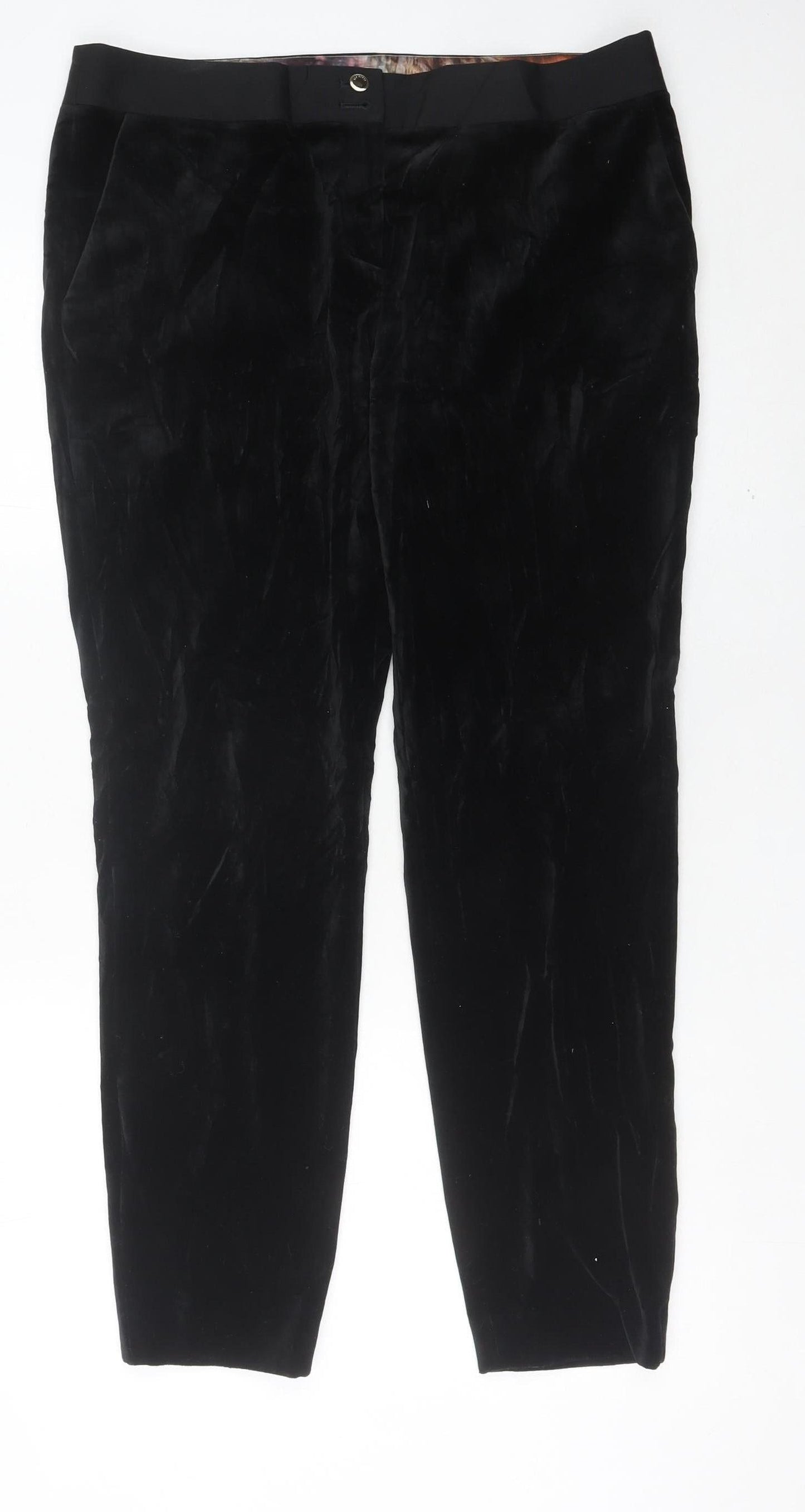 Ted Baker Womens Black Velvet Slim Dress Pants Size 14