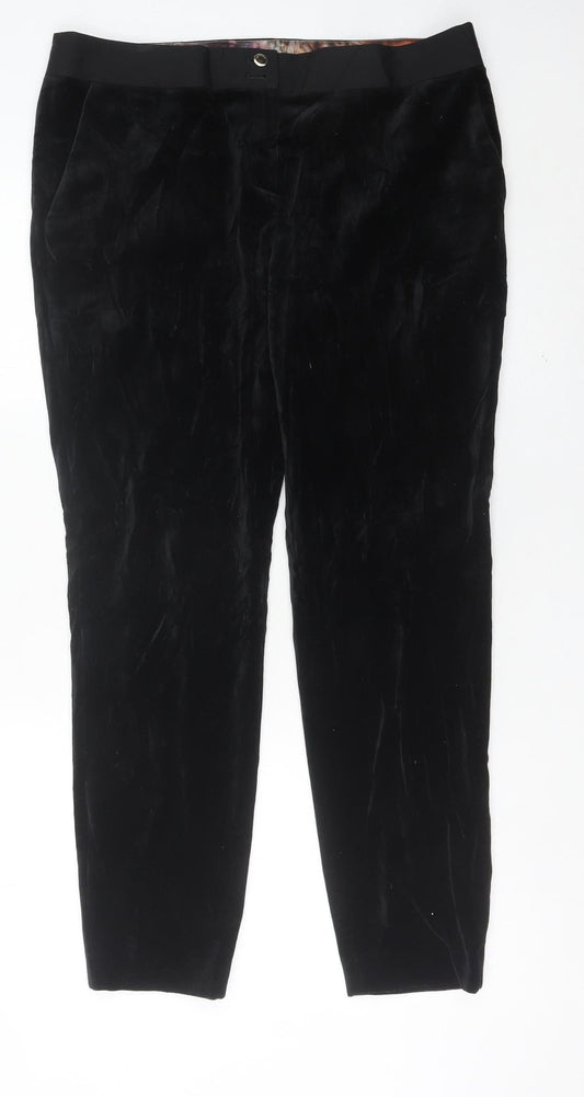 Ted Baker Womens Black Velvet Slim Dress Pants Size 14