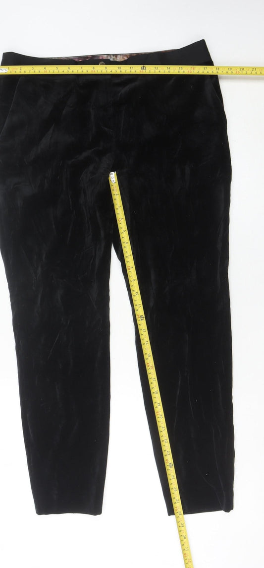 Ted Baker Womens Black Velvet Slim Dress Pants Size 14