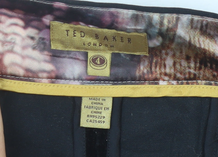 Ted Baker Womens Black Velvet Slim Dress Pants Size 14