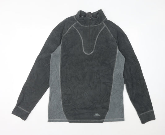 Trespass Mens Grey Fleece Pullover Sweatshirt L 1/4 Zip Outdoor