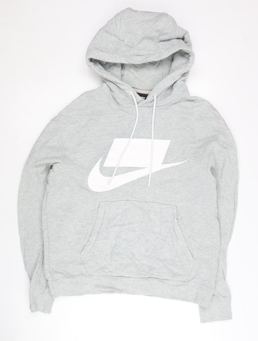 Nike Men’s Grey Pullover Hoodie S Logo Sportswear Cotton