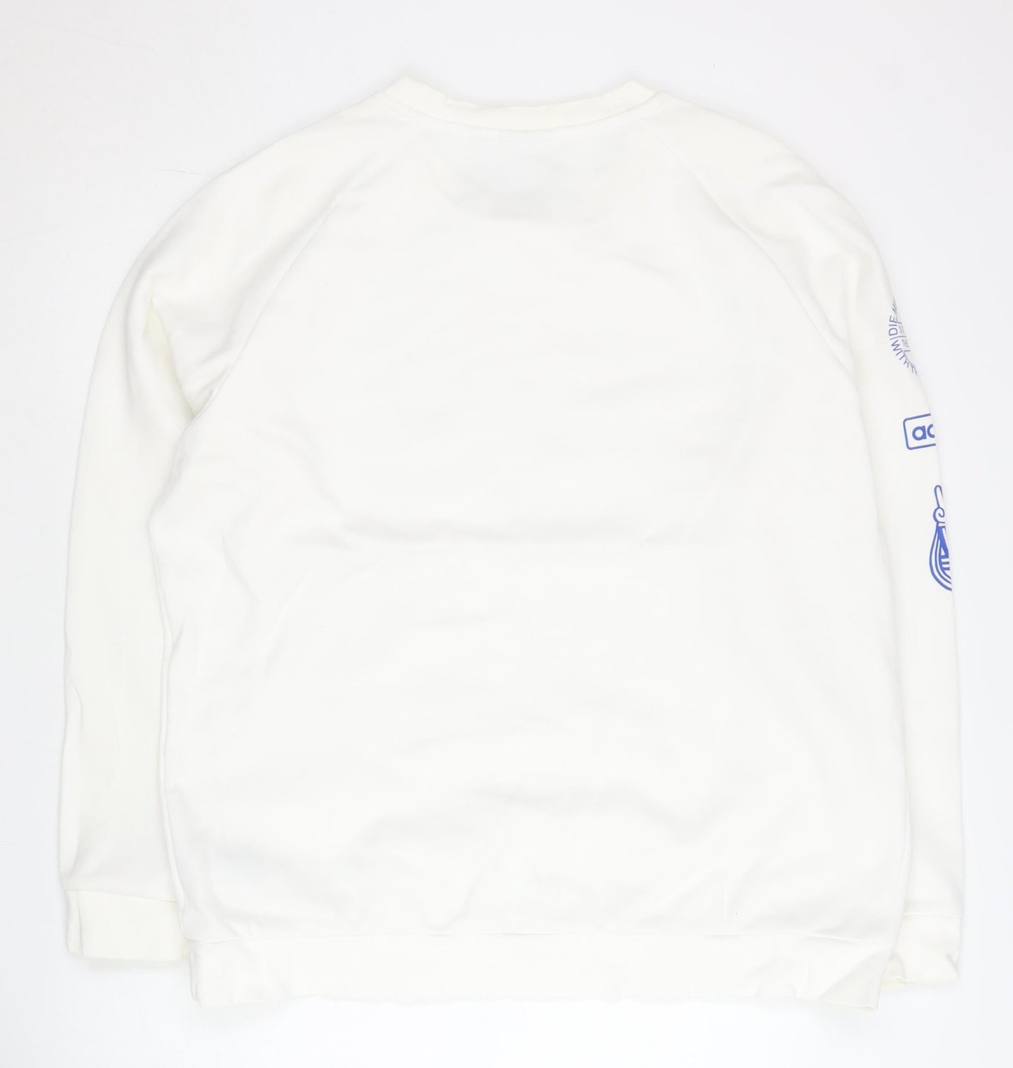 Adidas Men’s White Graphic Logo Sweatshirt Size L Pullover Crew Neck