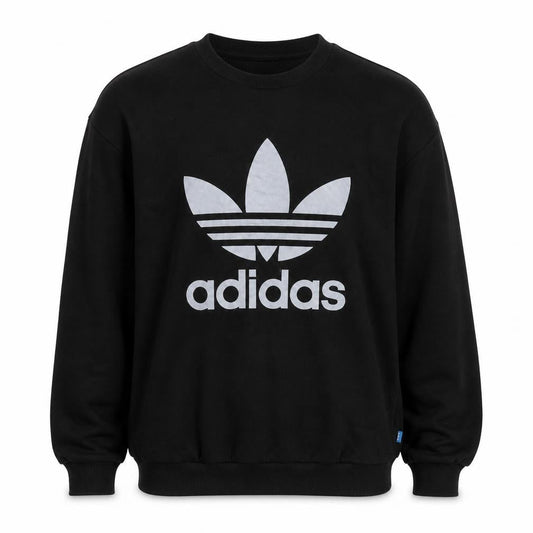 Front view of Adidas men’s black xs sweatshirt crew neck logo pullover