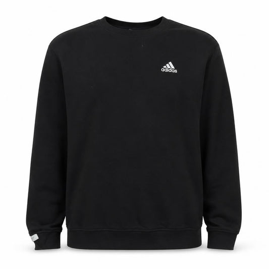 Front view of Adidas men’s black s pullover sweatshirt crew neck long sleeve