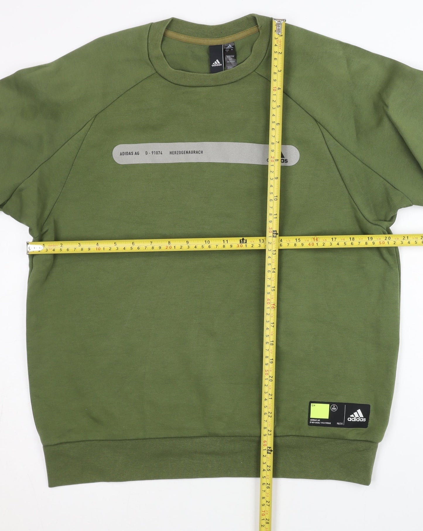 Adidas Mens Green L Pullover Sweatshirt Crew Neck Logo Sports