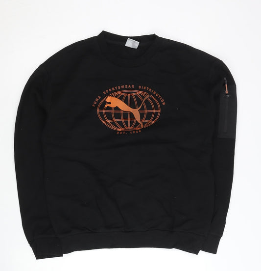Puma Men's Black Small Pullover Sweatshirt Logo Crew Neck