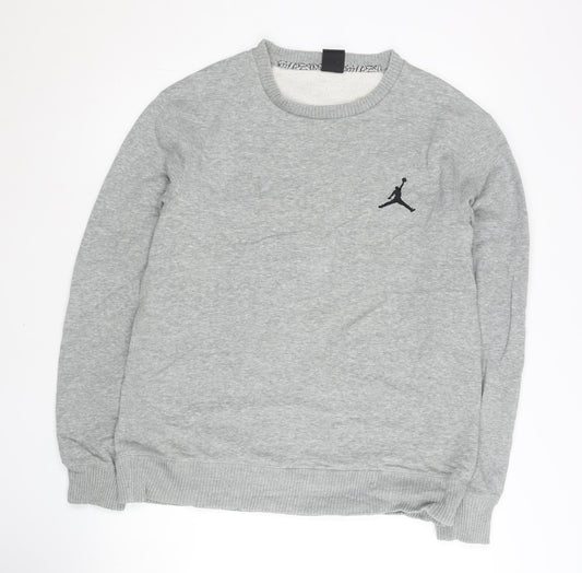 Nike Jordan Mens Grey Sweatshirt L Regular Fit Crew Neck Pullover