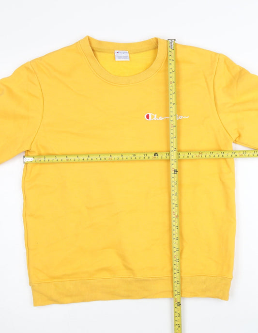 Champion Men’s Yellow Pullover Sweatshirt M Crew Neck Logo