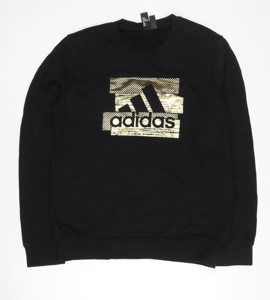 Adidas Men's Black Graphic Logo Pullover Sweatshirt Size M