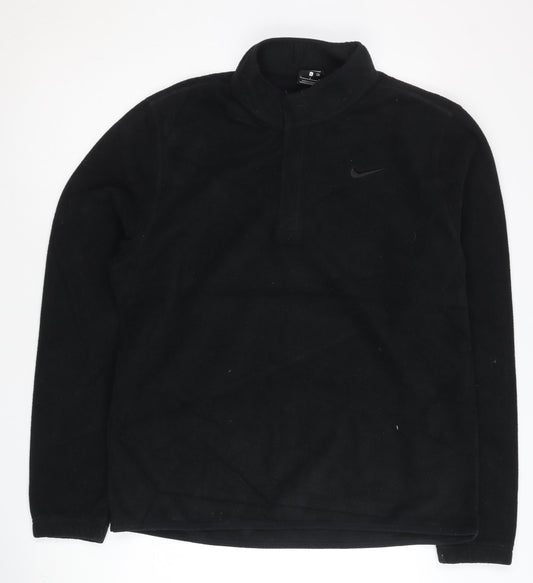 Nike Mens Black L Pullover Fleece Sweatshirt 1/4 Zip Logo