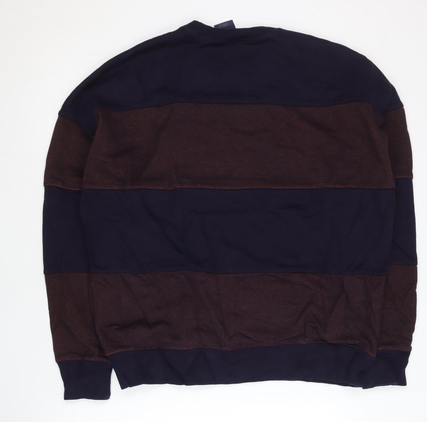 Champion Men’s Blue Brown Striped Pullover Sweatshirt Size M
