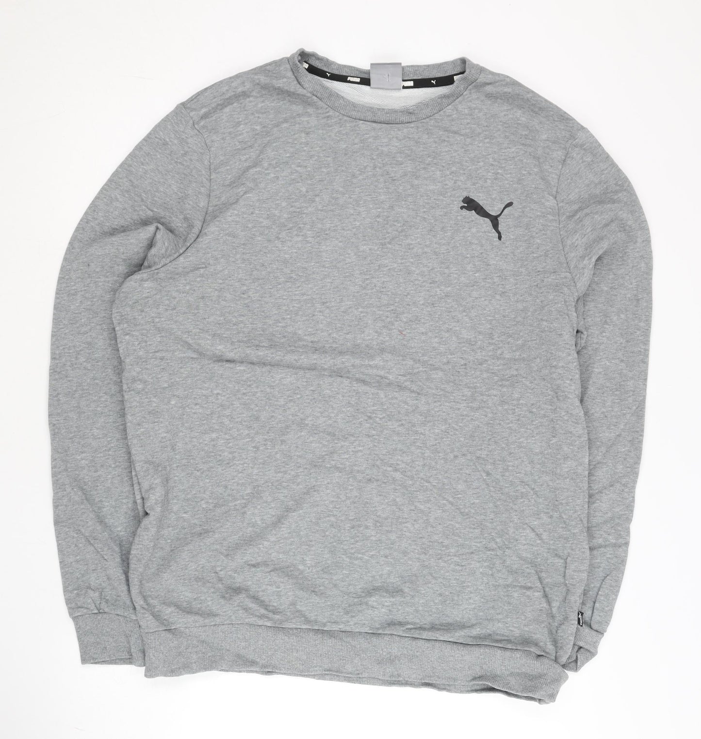 Puma Mens Grey Sweatshirt L Regular Fit Crew Neck Pullover Sportswear