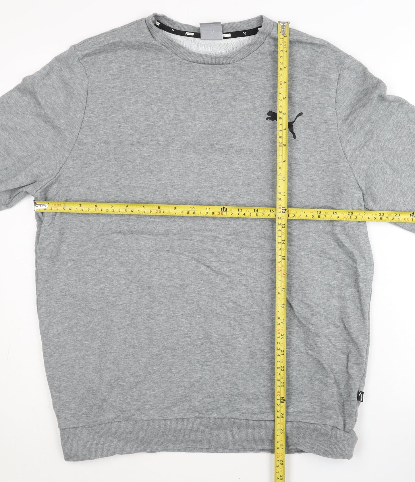 Puma Mens Grey Sweatshirt L Regular Fit Crew Neck Pullover Sportswear