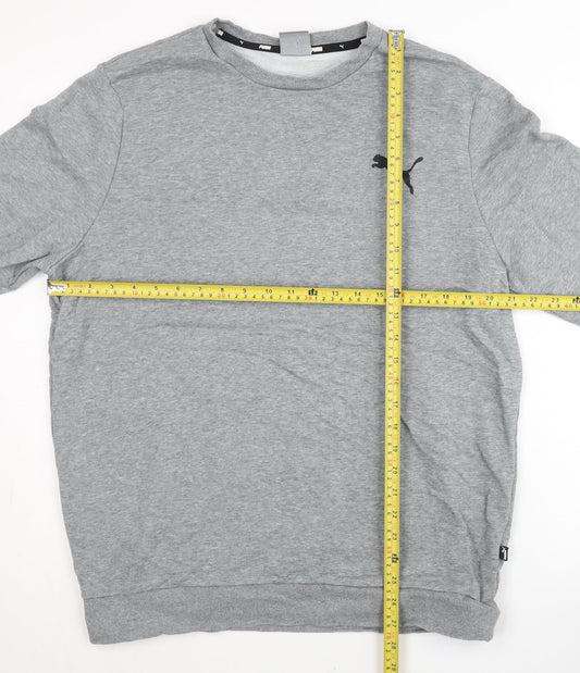 Puma Mens Grey Sweatshirt L Regular Fit Crew Neck Pullover Sportswear