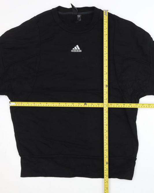 Adidas Mens Black L Pullover Sweatshirt Crew Neck Logo Sports