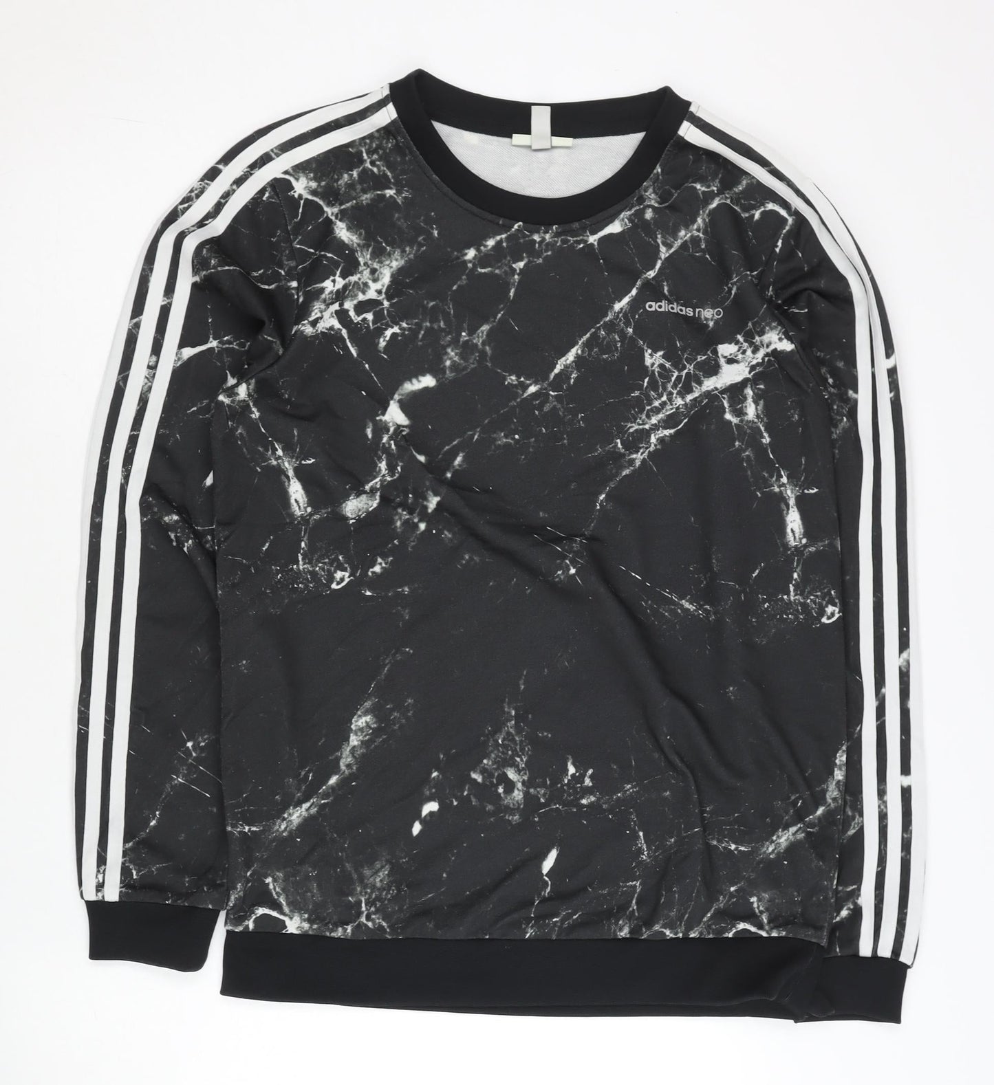 Adidas Neo Men’s Black M Marble Print Sweatshirt Pullover Size M