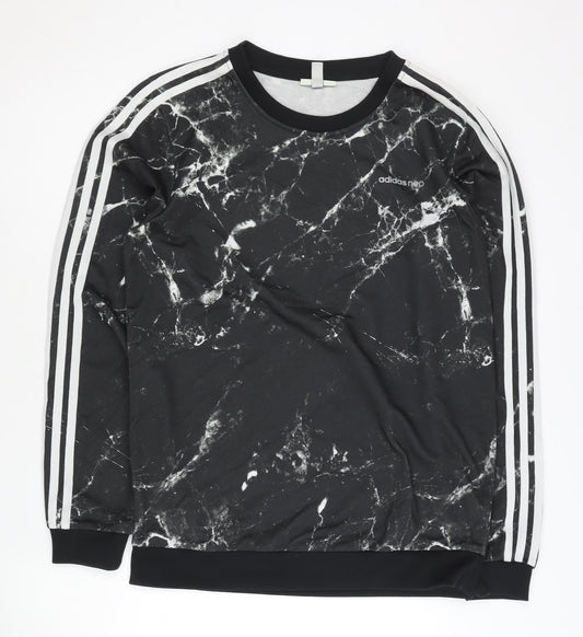 Adidas Neo Men’s Black M Marble Print Sweatshirt Pullover Size M