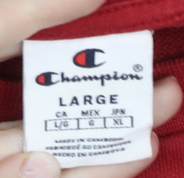 Champion Men’s Red Large Pullover Sweatshirt Graphic Print Crew Neck