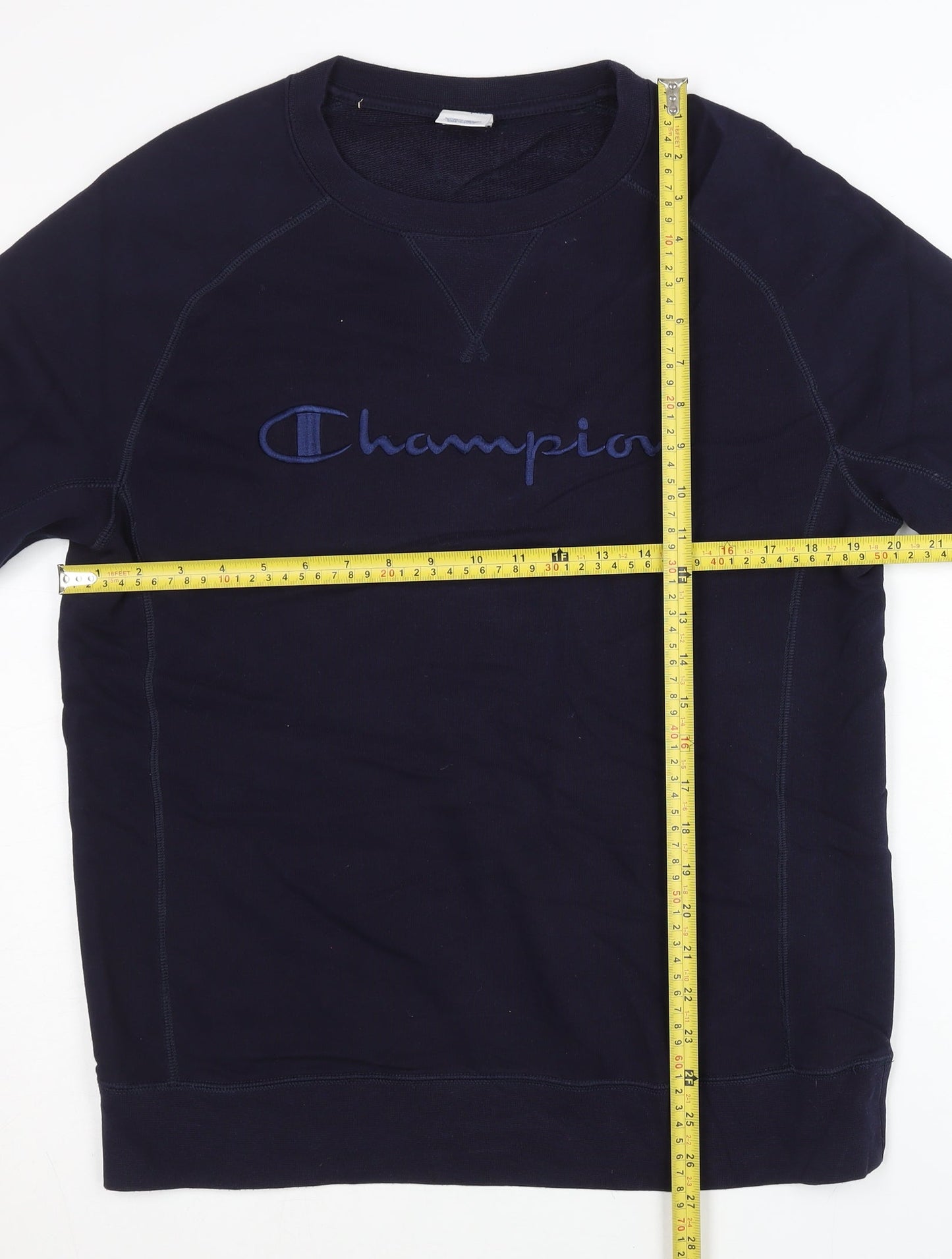 Champion Men's Blue Small Embroidered Pullover Sweatshirt