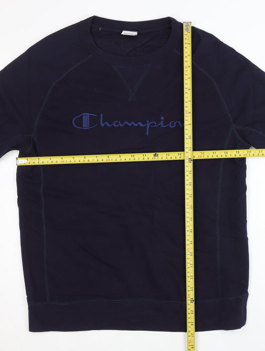 Champion Men's Blue Small Embroidered Pullover Sweatshirt